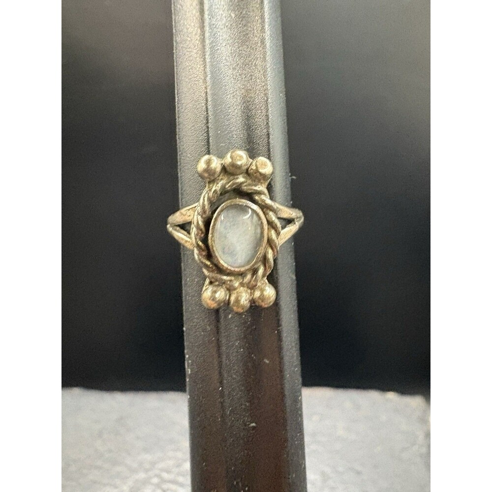 Vintage Native American Sterling Silver Moonstone Cabochon Ring Sz 3.25